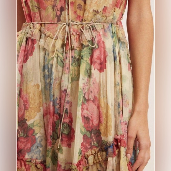 Zimmerman Melody Floating Floral Print Silk Dress Size Zimmermann 0 - Picture 4 of 16